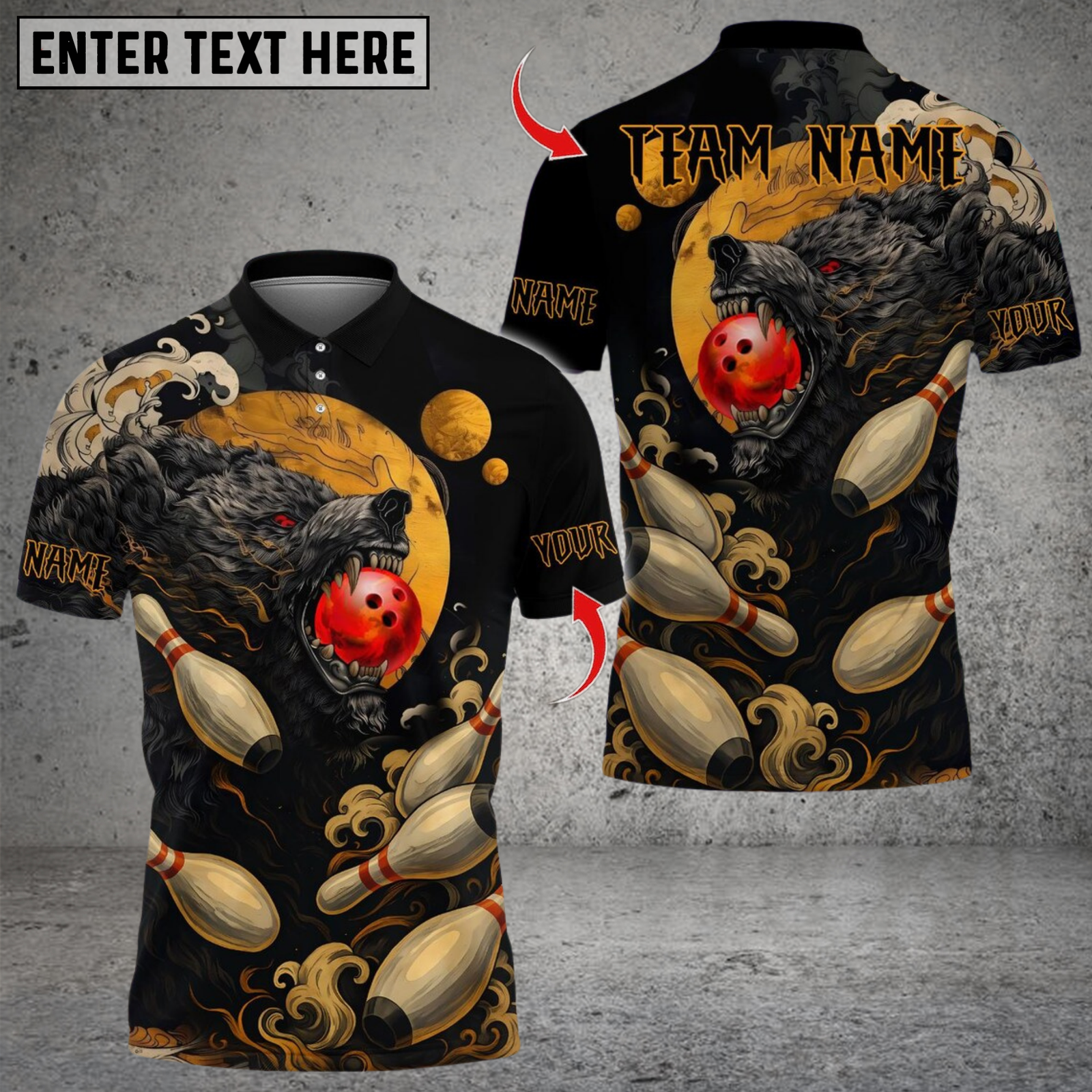 Blisscorners Bowling Bear Moon Multicolor Customized Name, Team Name 3D Shirts