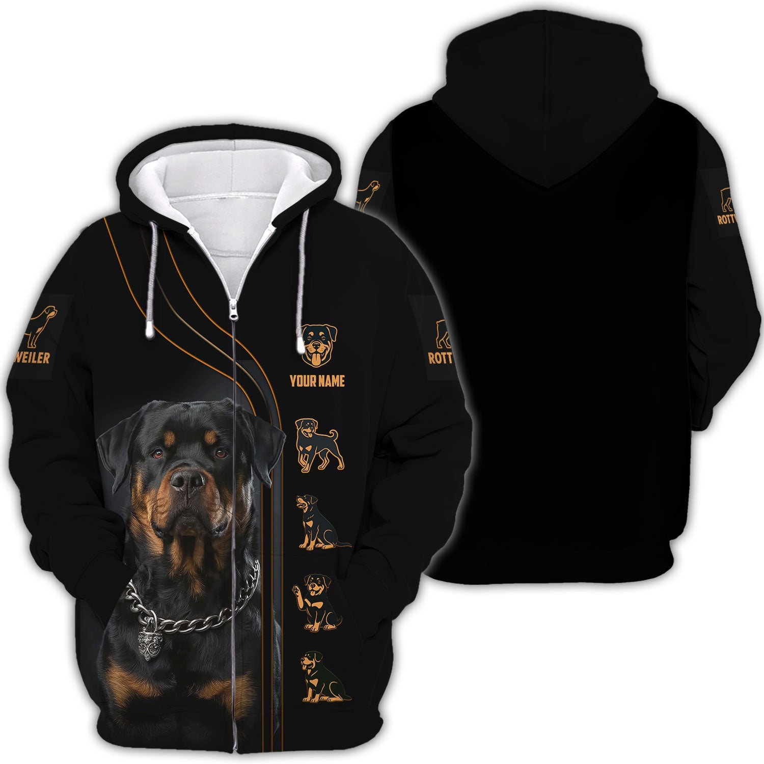 Blisscorners Personalized Rottweiler Portrait T Shirt Gift For Dog Lovers