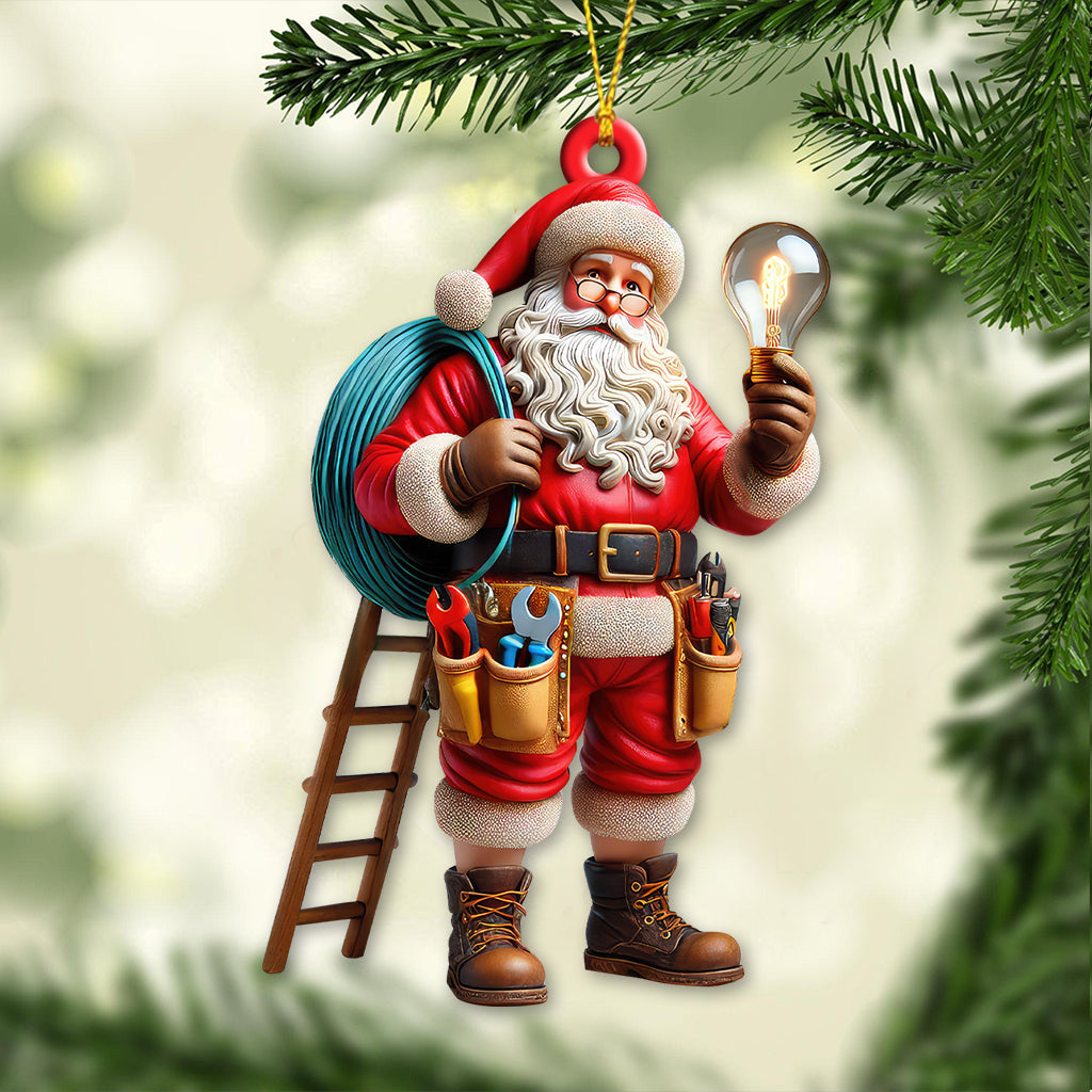 Blisscorners Custom Name Electrician Santa Ornament, Santa Christmas Gift2D Flat LM2111