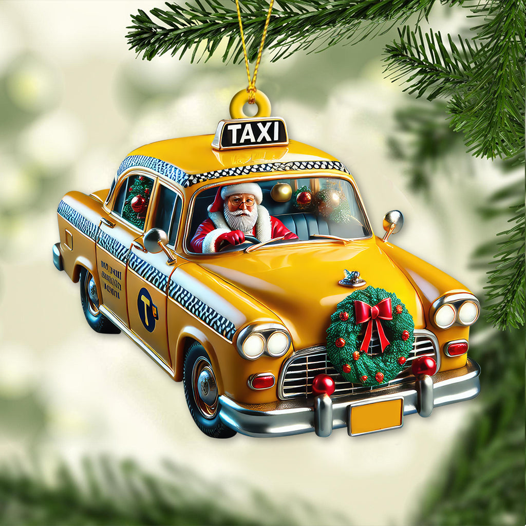Blisscorners Custom Name Taxi Santa Ornament, Santa Christmas Gift2D Flat LM2211