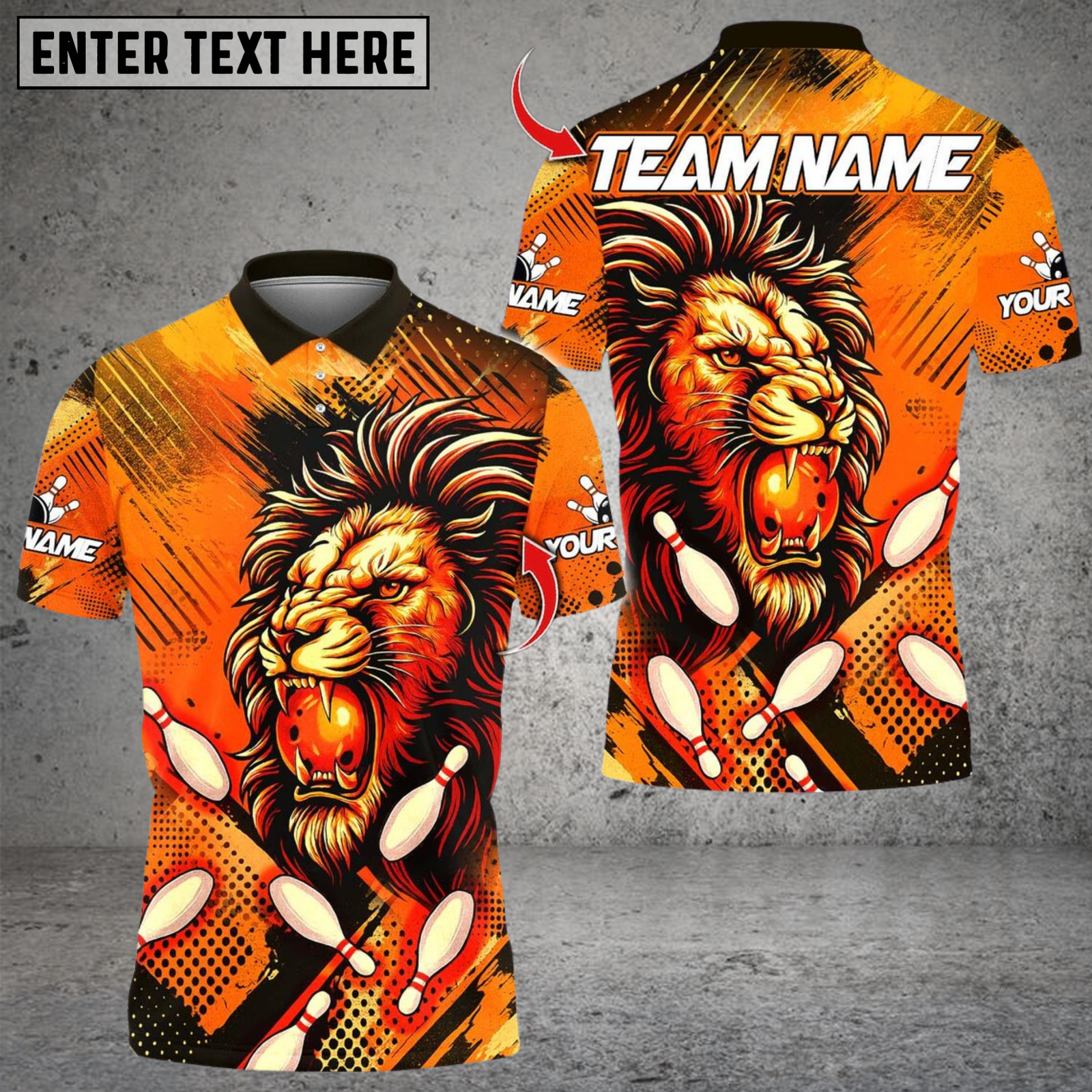 Blisscorners Bowling Vintage Lion Multicolor Customized Name, Team Name 3D Shirts
