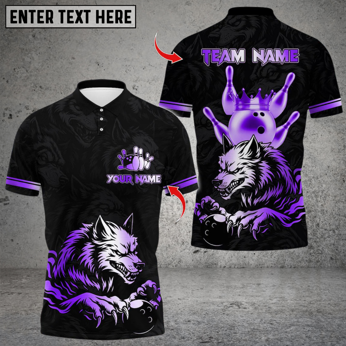 Blisscorners Bowling Wolf Strike Gold Fury Multicolor Customized Name, Team Name 3D Shirts