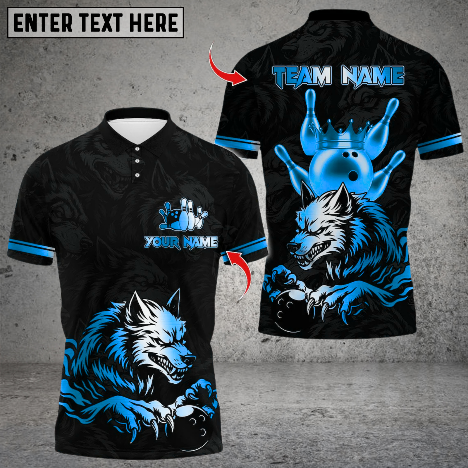 Blisscorners Bowling Wolf Strike Gold Fury Multicolor Customized Name, Team Name 3D Shirts