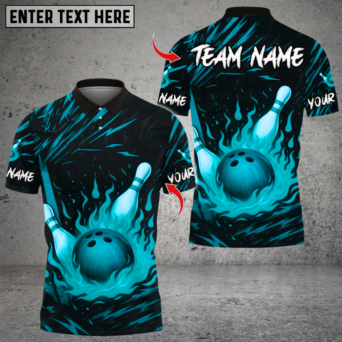 Blisscorners Bowling Flame Multicolor Customized Name, Team Name 3D Shirts 656