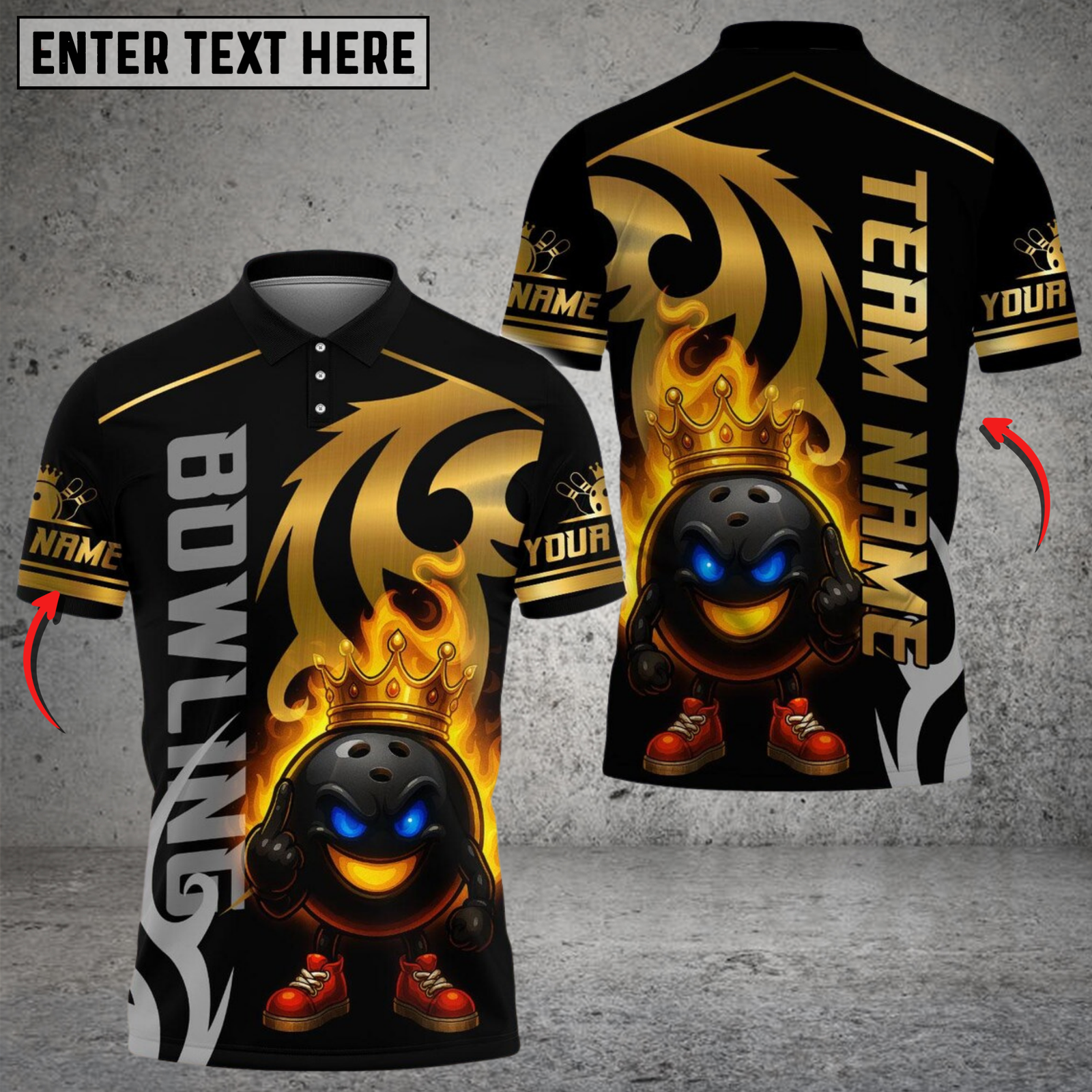 Blisscorners Bowling And King Pins Flame Premium Multicolor Customized Name, Team Name 3D Shirts
