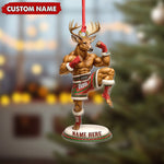 Blisscorners Custom Name Muay Thai Deer Ornament, Funny Boxing Deer Christmas Decoration LM0411