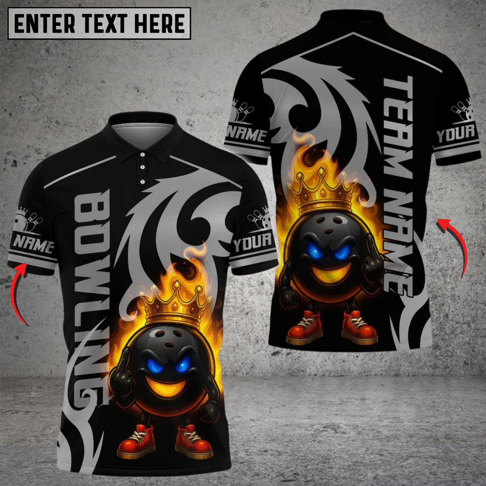 Blisscorners Bowling And King Pins Flame Premium Multicolor Customized Name, Team Name 3D Shirts