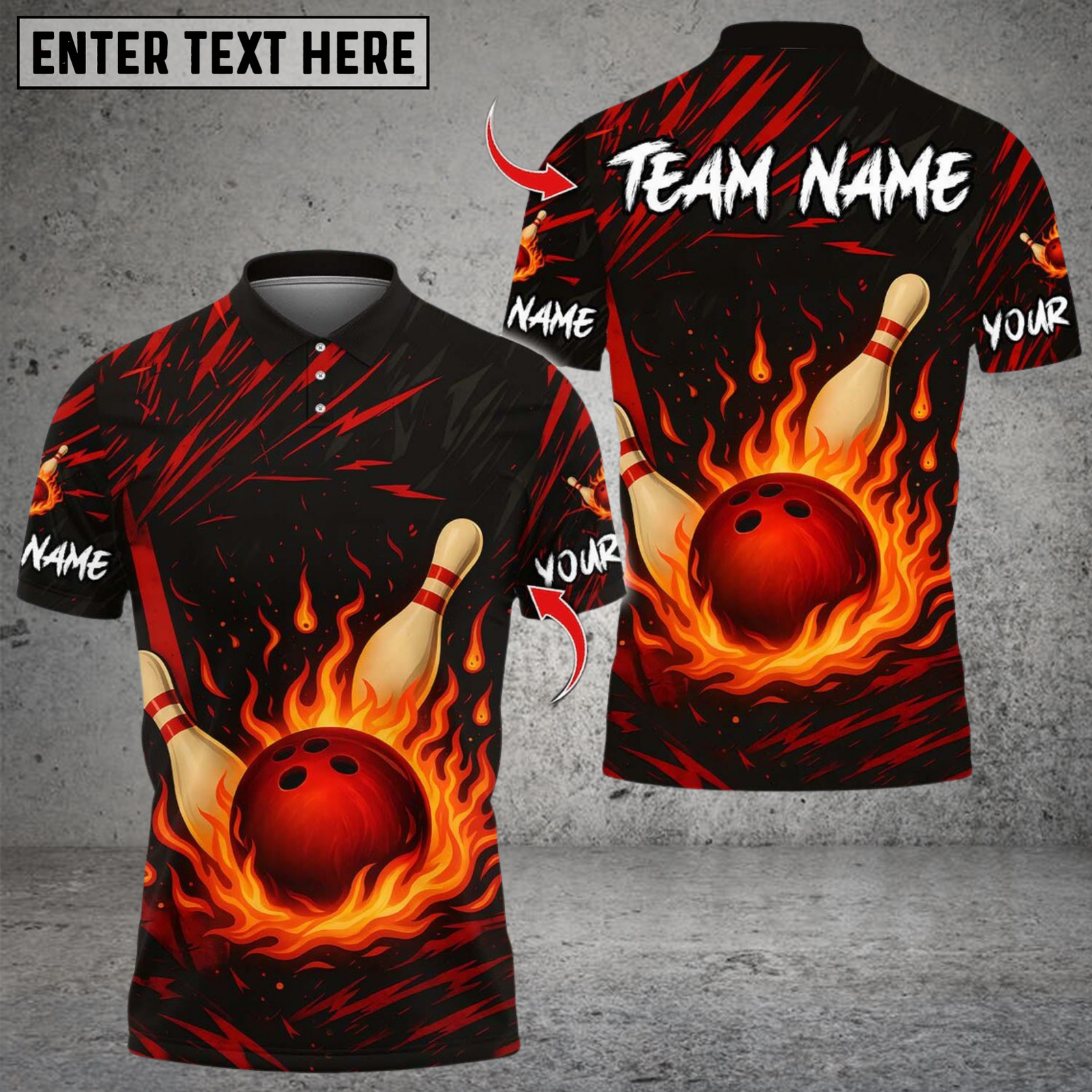 Blisscorners Bowling Flame Multicolor Customized Name, Team Name 3D Shirts 656