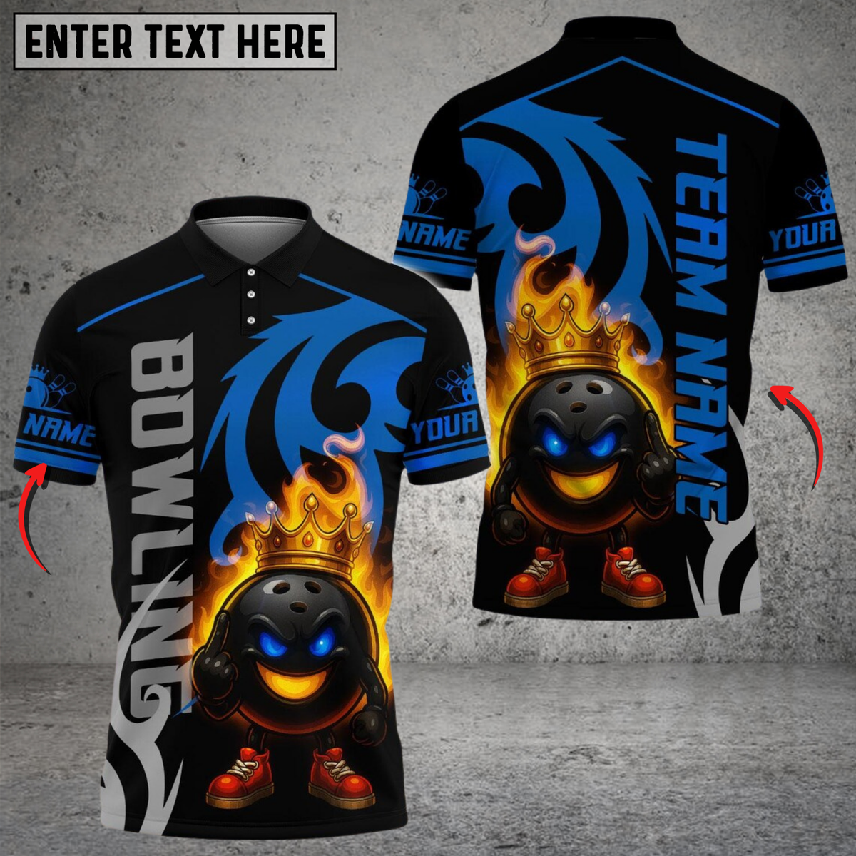 Blisscorners Bowling And King Pins Flame Premium Multicolor Customized Name, Team Name 3D Shirts