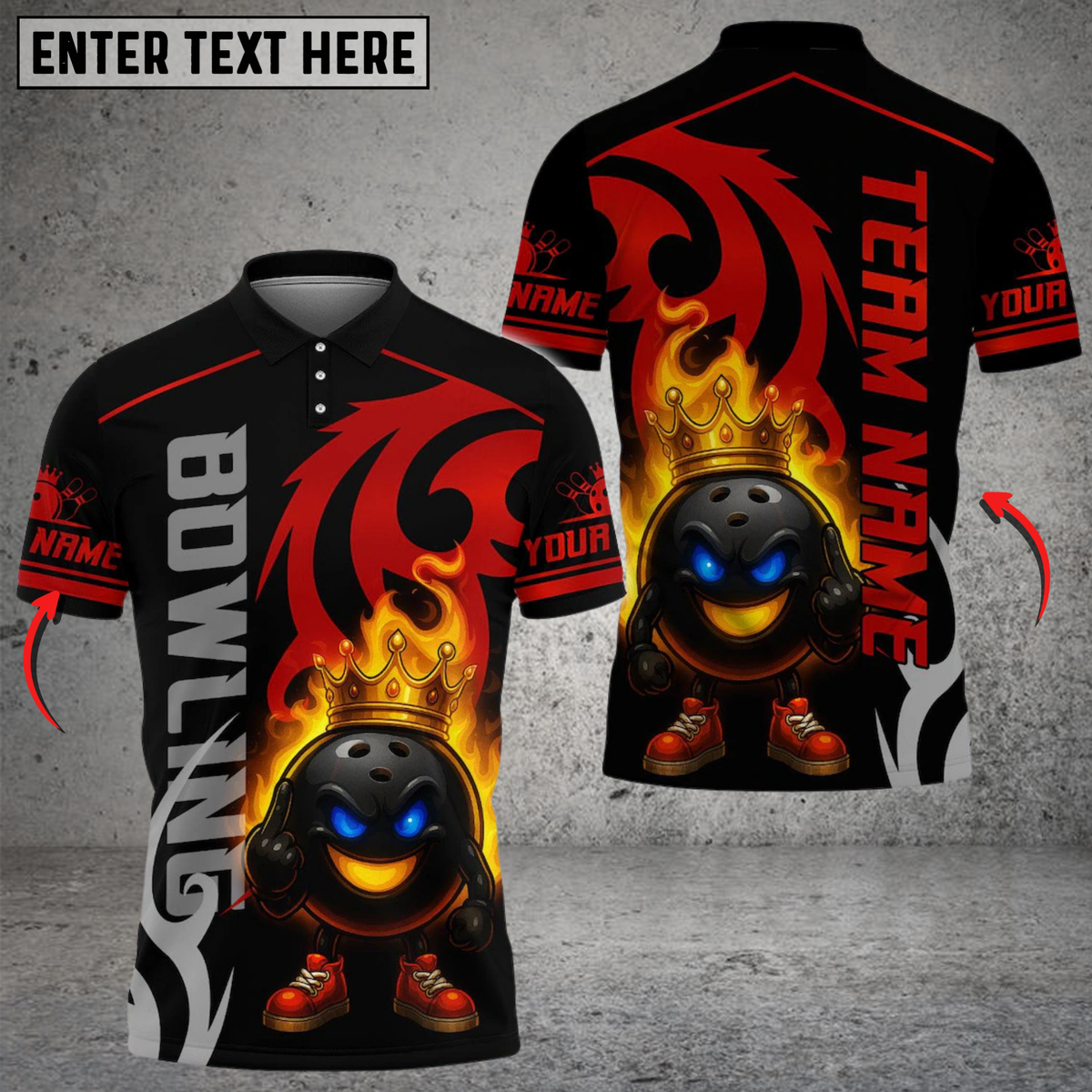 Blisscorners Bowling And King Pins Flame Premium Multicolor Customized Name, Team Name 3D Shirts
