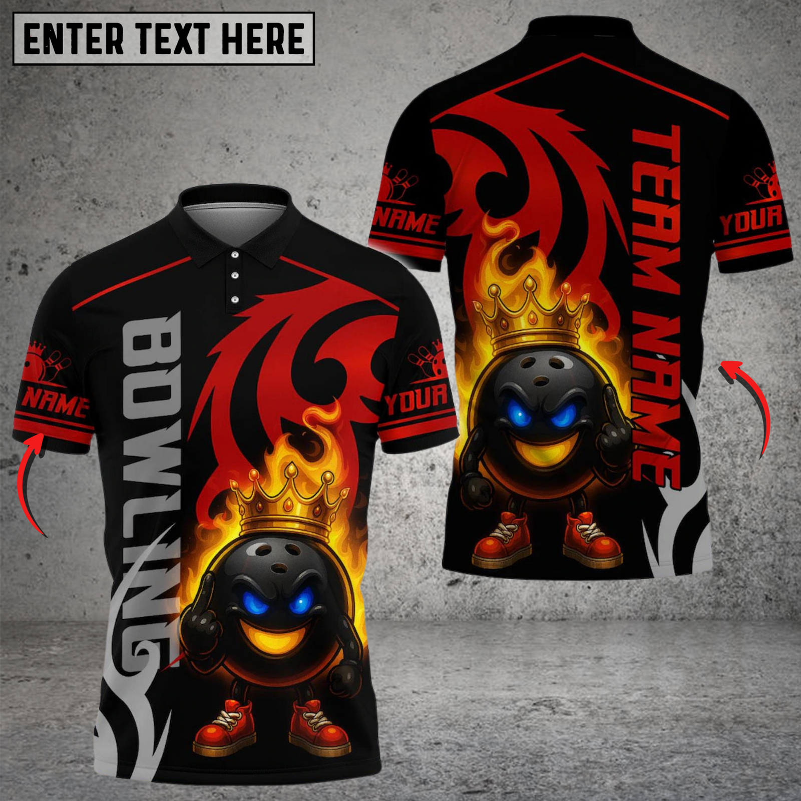 Blisscorners Bowling And King Pins Flame Premium Multicolor Customized Name, Team Name 3D Shirts