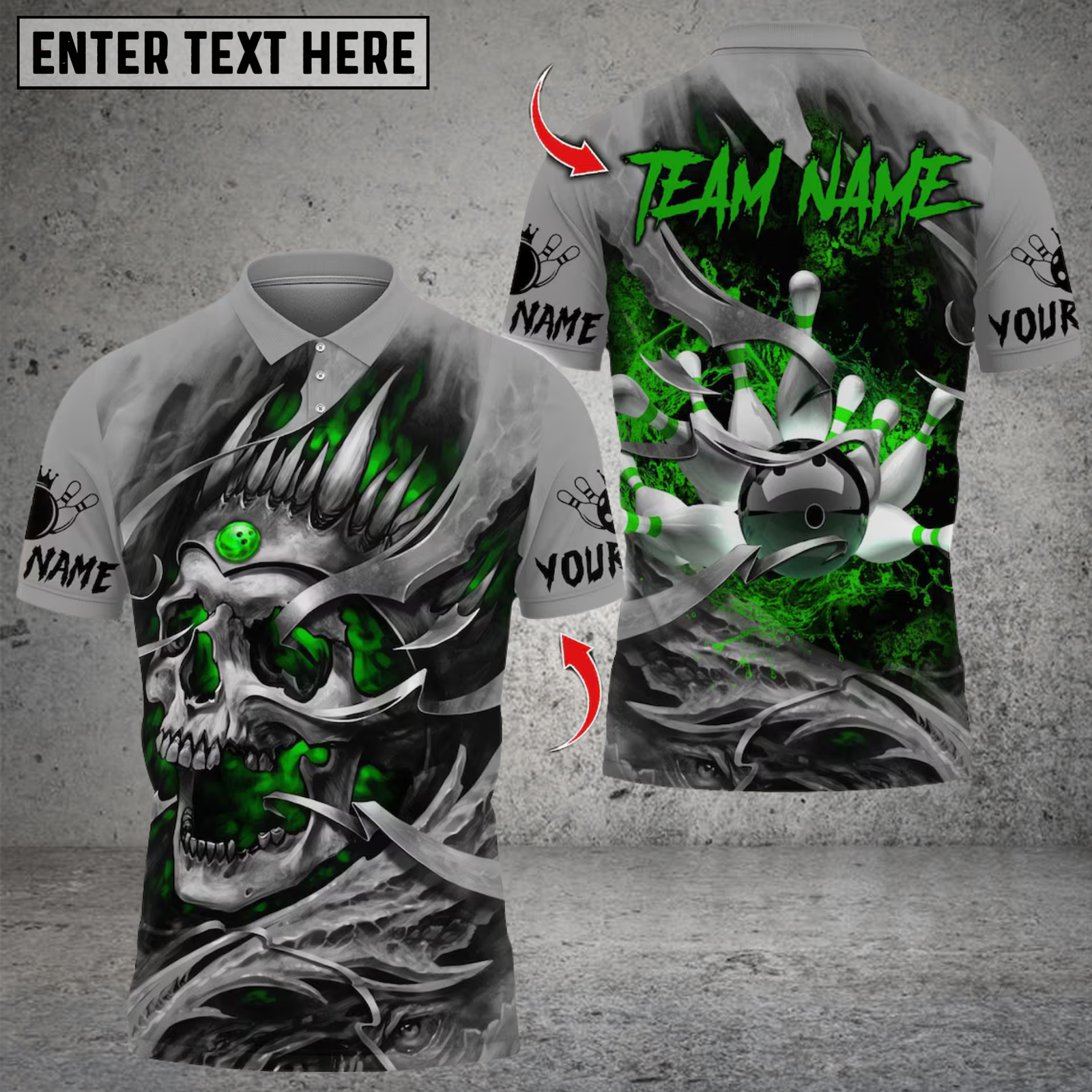 Blisscorners Bowling Skull Multicolor Customized Name, Team Name 3D Shirts