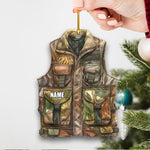 Blisscorners Personalized Camo Hunting Vest Ornament Custom Name Christmas Tree Decoration Gift for Hunters LM0110