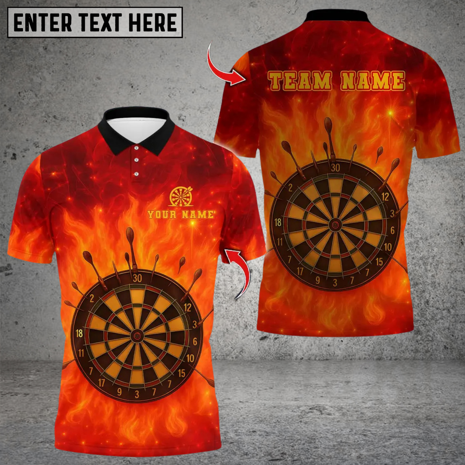 Blisscorners Darts Flame DartBoard Design Multicolor Customized Name, Team Name 3D Shirts