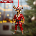 Blisscorners Personalized Karate Deer Ornament, Custom Name Martial Arts Christmas Decoration LM0411