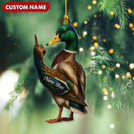 Blisscorners Personalized Funny Duck Fukin' Finger Hunting Acrylic Christmas Ornament Custom Gift for Hunters LM0110