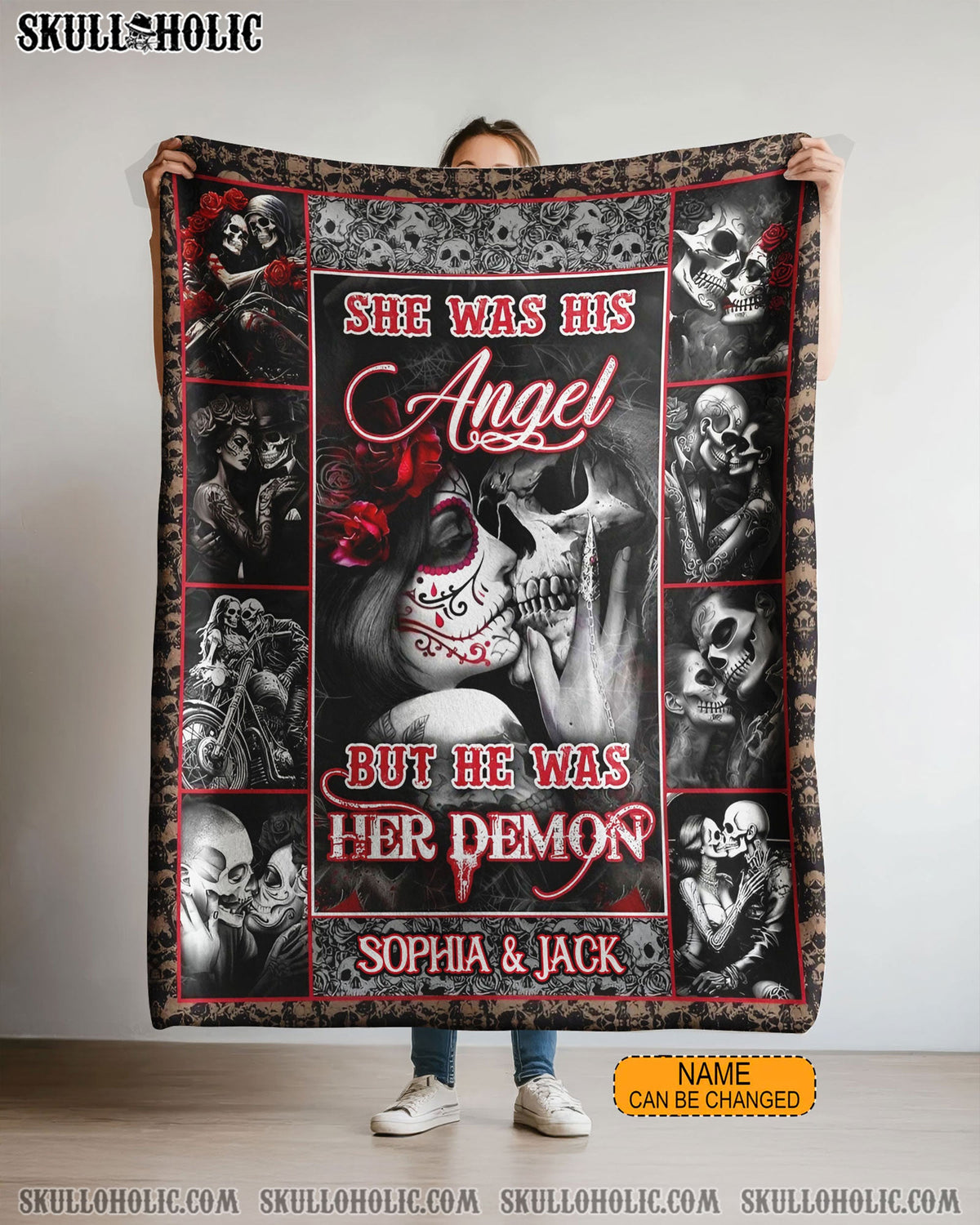 BLISSCORNERS PERSONALIZED SHE WAS HIS ANGEL FLEECE BLANKET