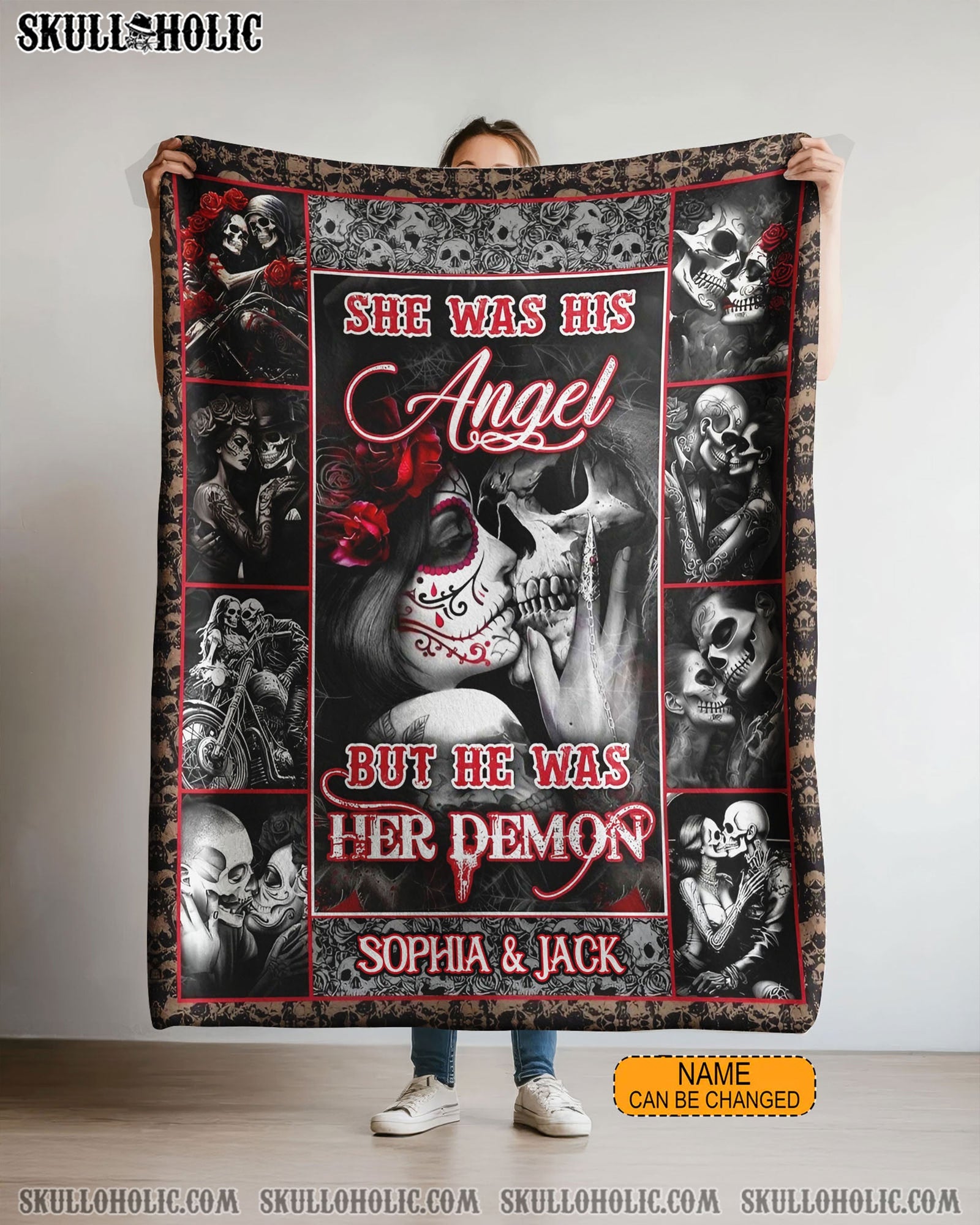 BLISSCORNERS PERSONALIZED SHE WAS HIS ANGEL FLEECE BLANKET