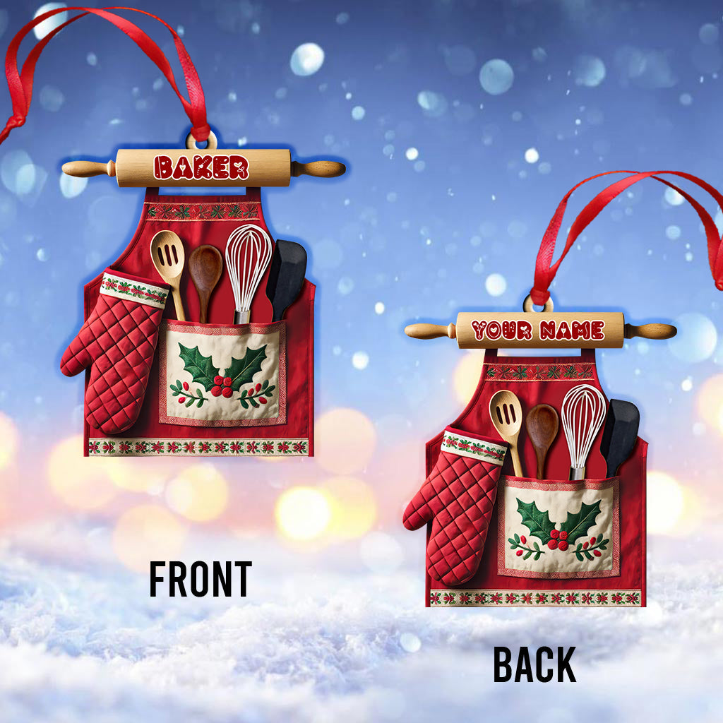 Blisscorners Custom Name Baker Ornament, Christmas Gift for Baker Lover2D Flat LM2211
