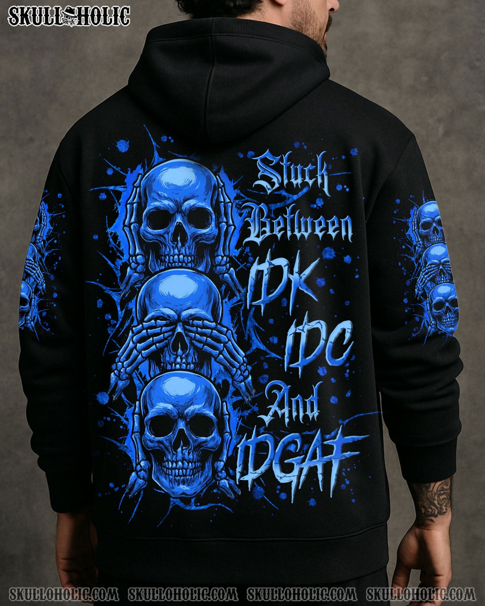 BLISSCORNERS STUCK BETWEEN IDK IDC AND IDGAF SKULL ALL OVER PRINT