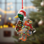 Blisscorners Funny Christmas Duck Acrylic Ornament - Mallard Santa with Lights and Gifts, Personalized Holiday Decoration for Duck Lovers, Unique Hunter Christmas Gift