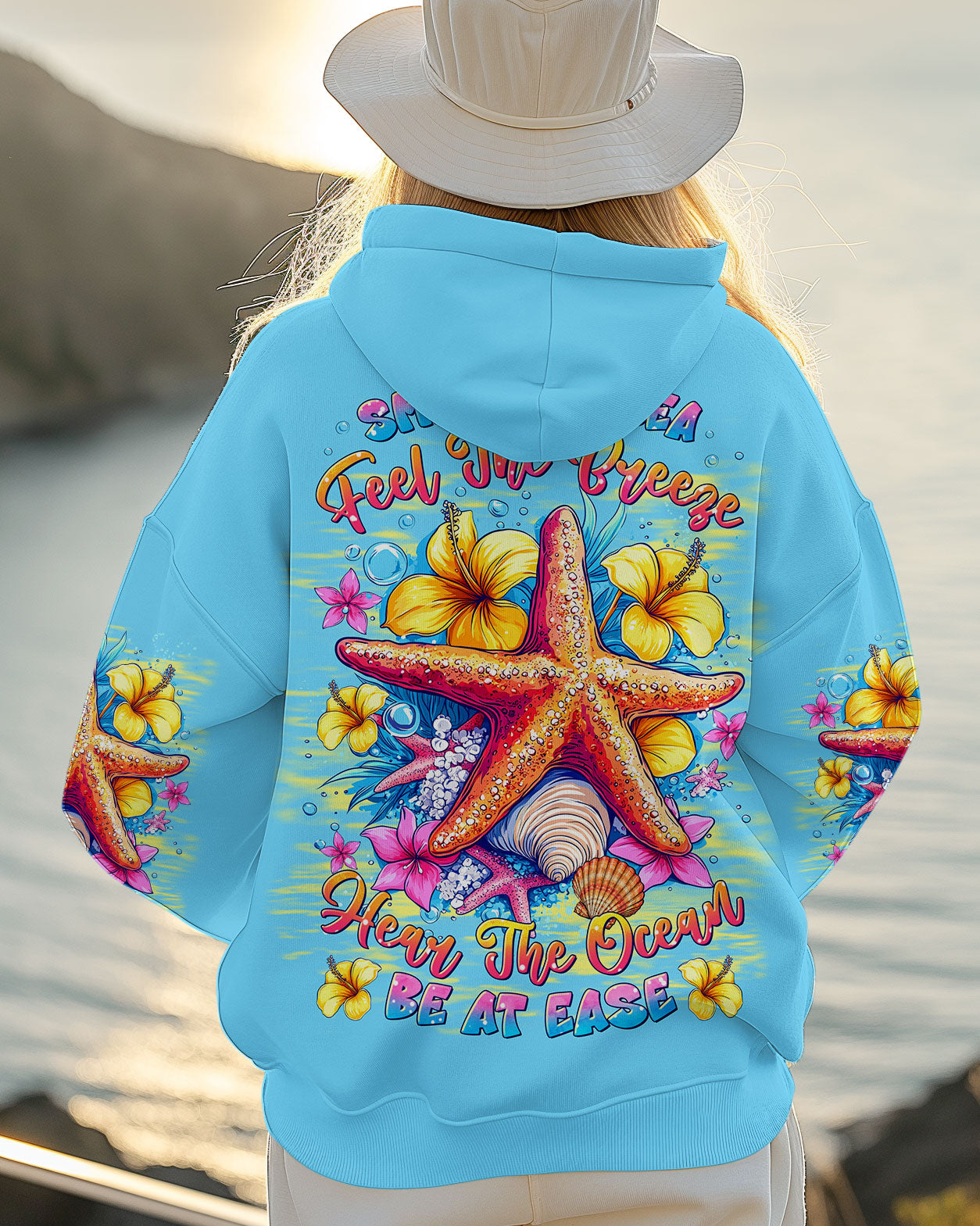 BLISSCORNERS SMELL THE SEA FEEL THE BREEZE STARFISHALL OVER PRINT