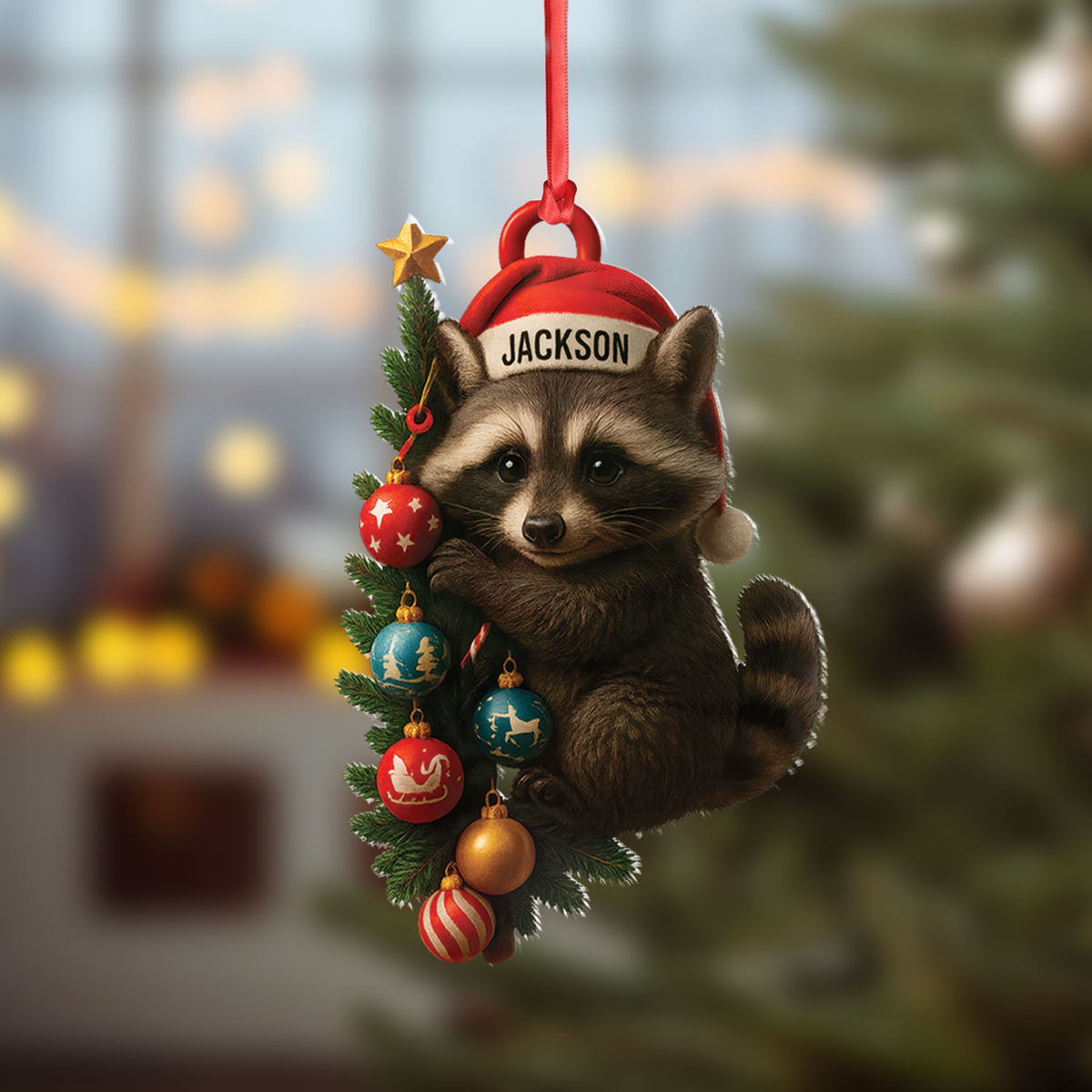 Blisscorners Personalized Raccoon Acrylic Christmas Ornament - Cute Holiday Gift - Perfect Gift for Kids & Animal Lovers LM0411