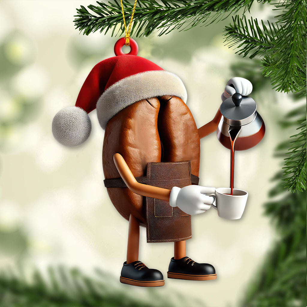 Blisscorners Custom Name Santa Coffee Ornament, Home Decor Christmas Gift2D Flat LM2211
