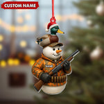 Blisscorners Personalized Duck Hunter Snowman Ornament, Custom Name Christmas Decoration for Hunters LM0411