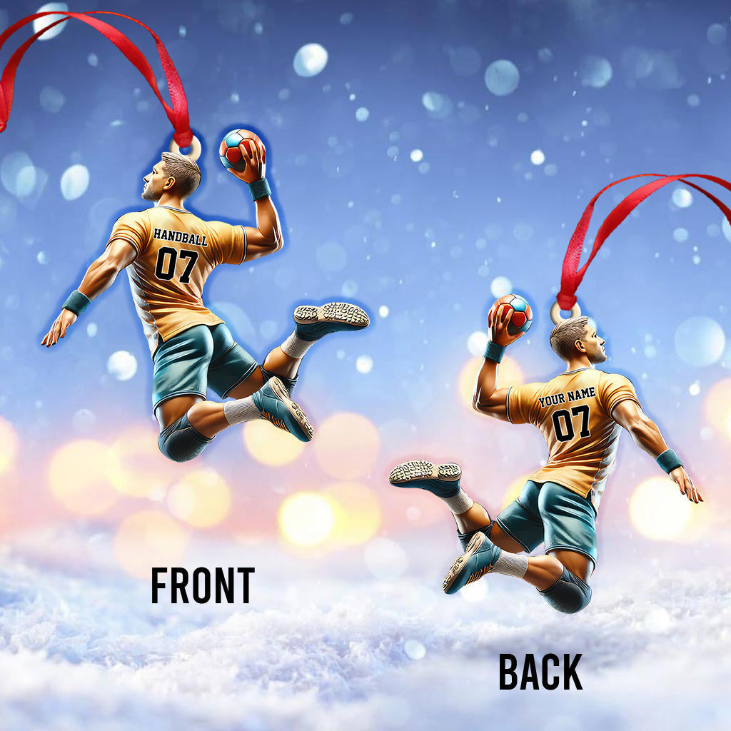 Blisscorners Custom Name and Number Handball Ornament, Christmas Gift for Handball Lover2D Flat LM2211