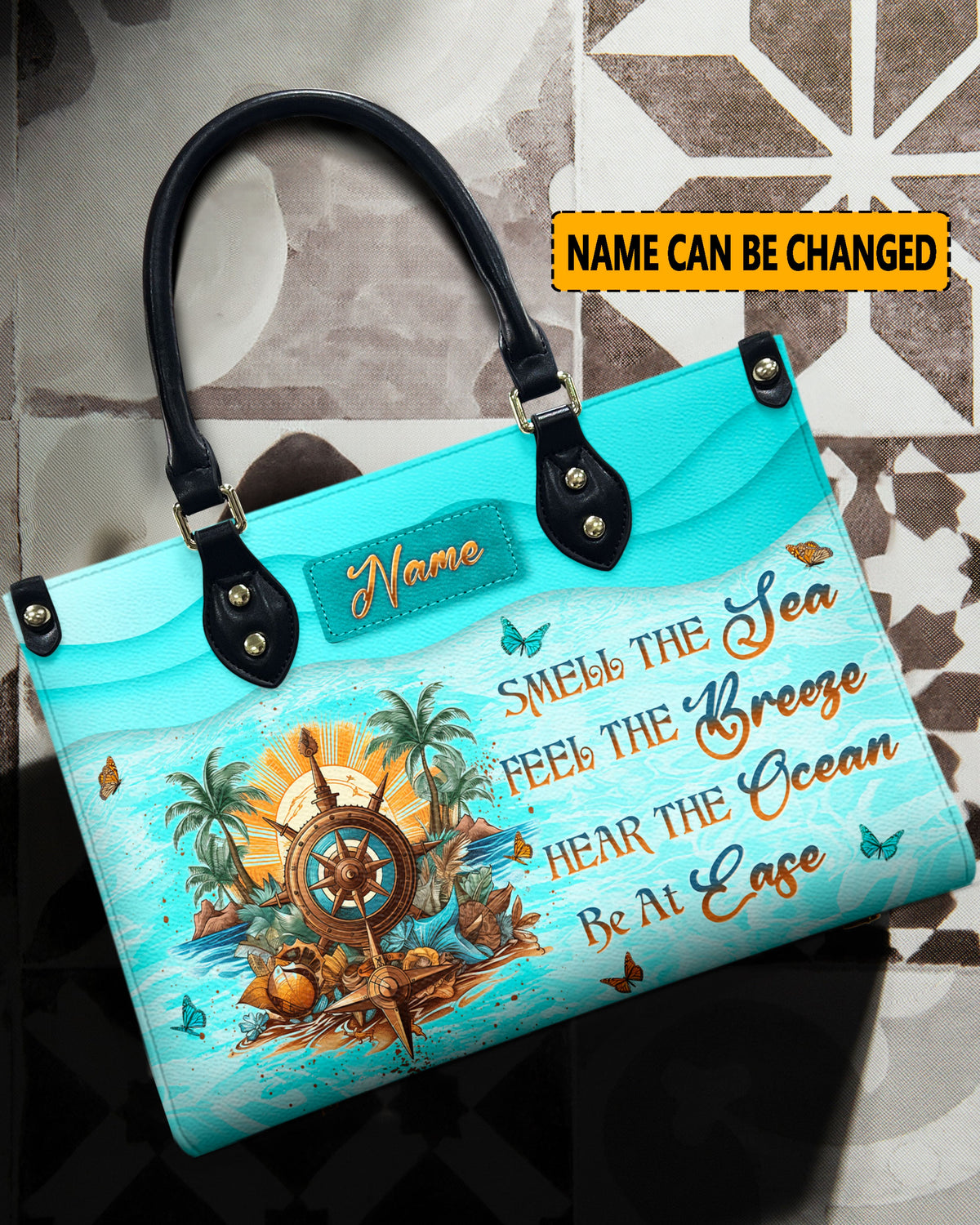 BLISSCORNERS SMELL THE SEA FEEL THE BREEZE LEATHER HANDBAG