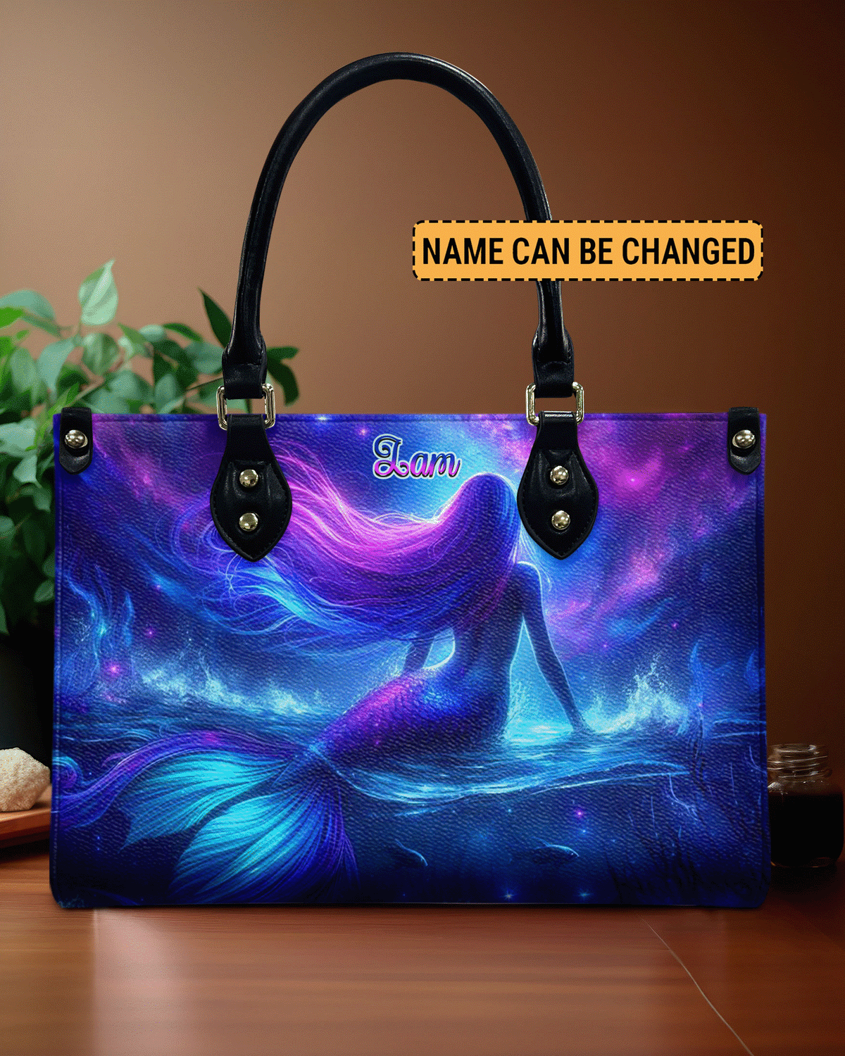 BLISSCORNERS GLOWING OCEAN MERMAID LEATHER HANDBAG