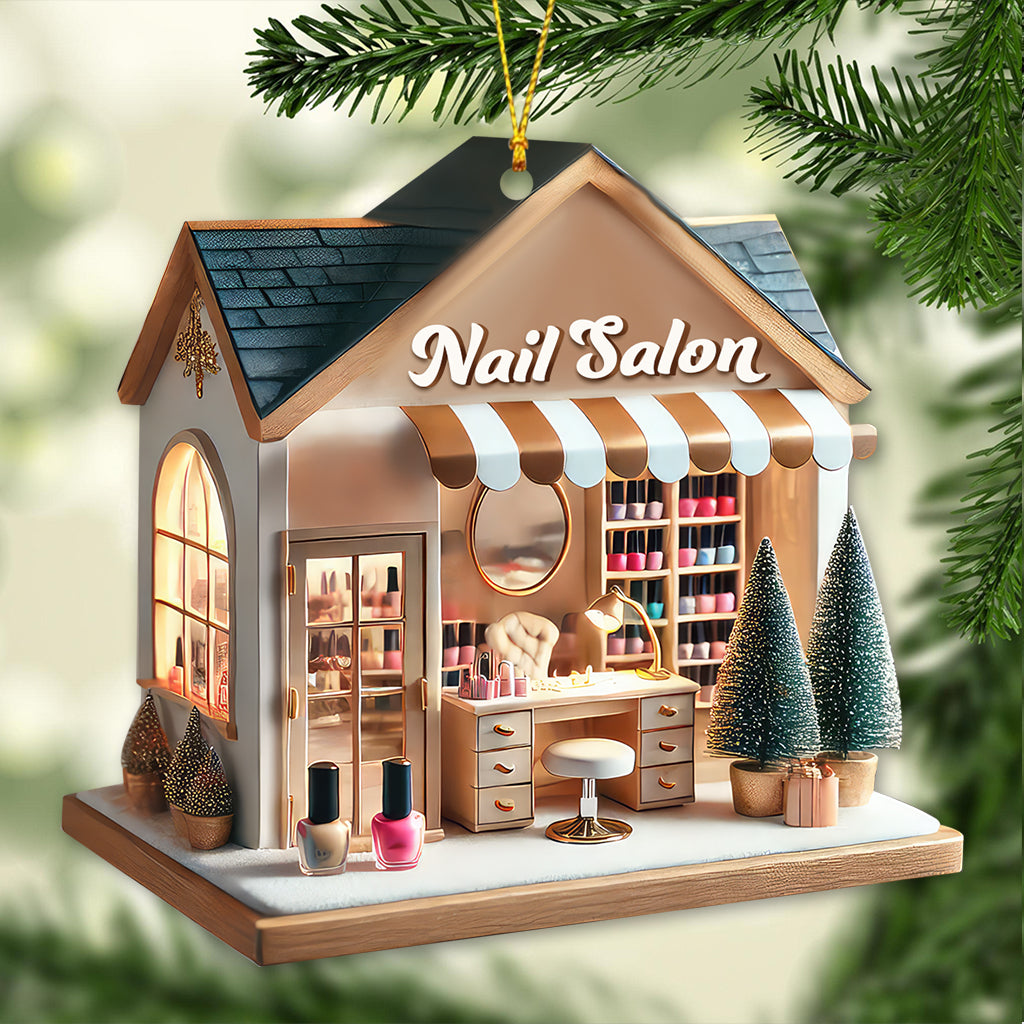 Blisscorners Custom Name Nail Salon Ornament, Nail Salon Christmas Decoration52D Flat LM2211