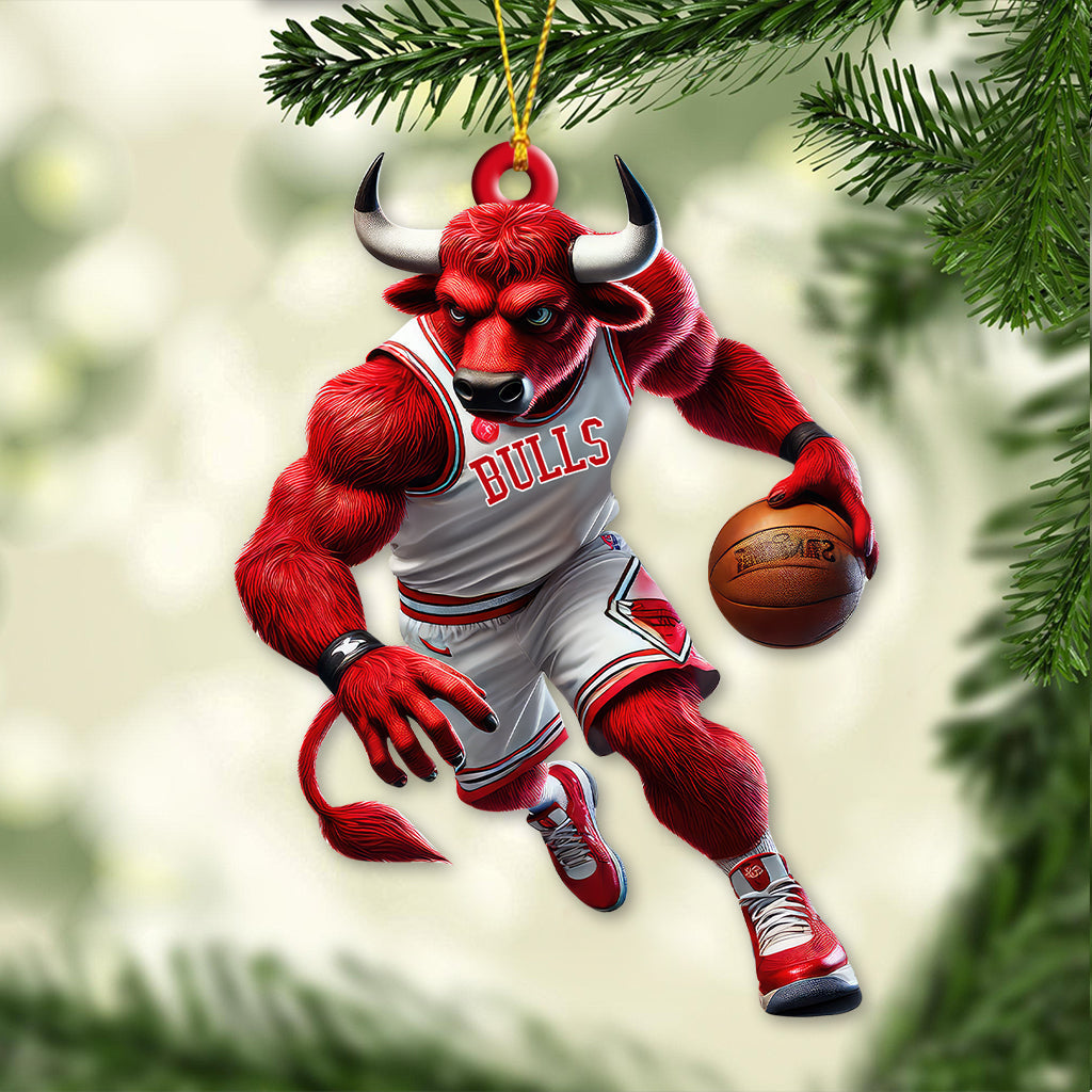 Blisscorners Custom Name Basketball Bulls Team Ornament, Basketball Team Christmas Gift2D Flat LM2211