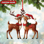 Blisscorners Personalized Couple Reindeer Acrylic Ornament - Cute Custom Deer Christmas Tree Gift for Couples LM0411