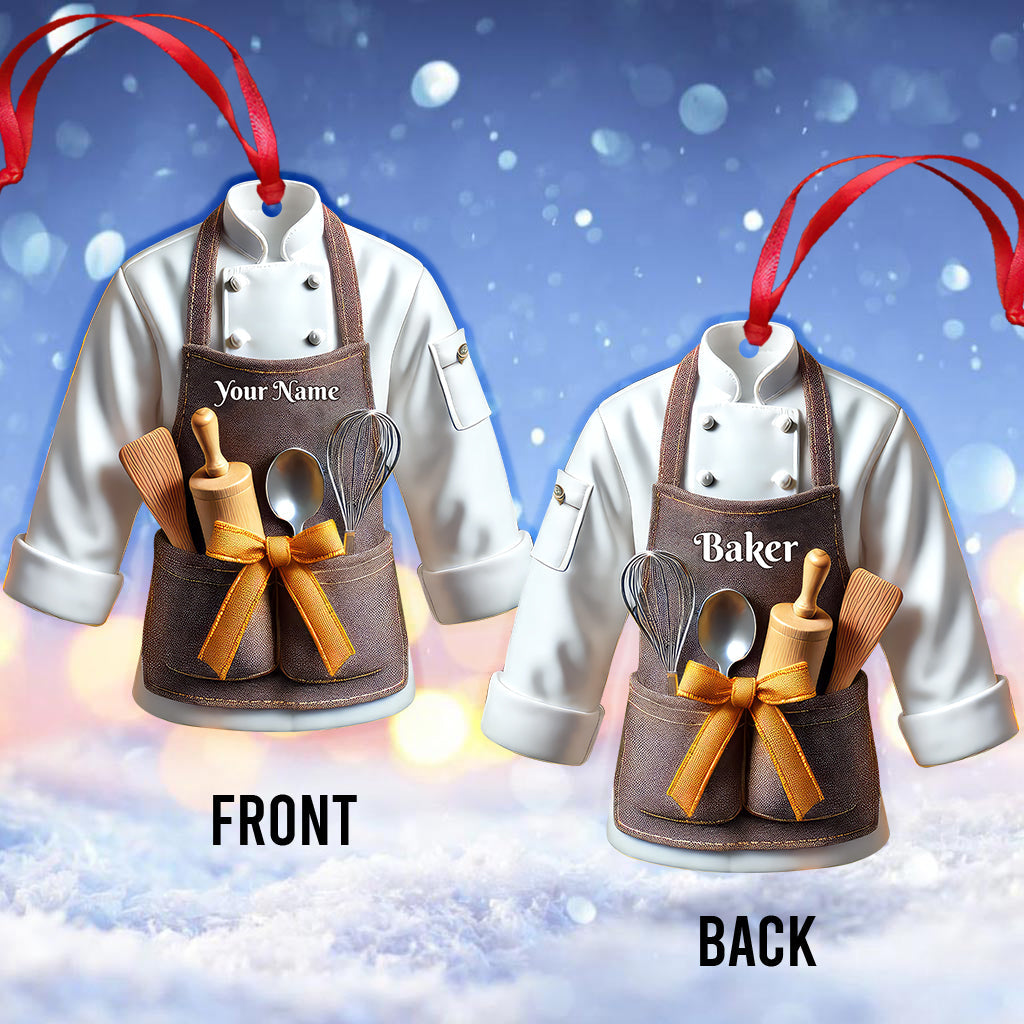 Blisscorners Custom Name Baker Ornament, Christmas Gift for Baker Lover2D Flat LM2111