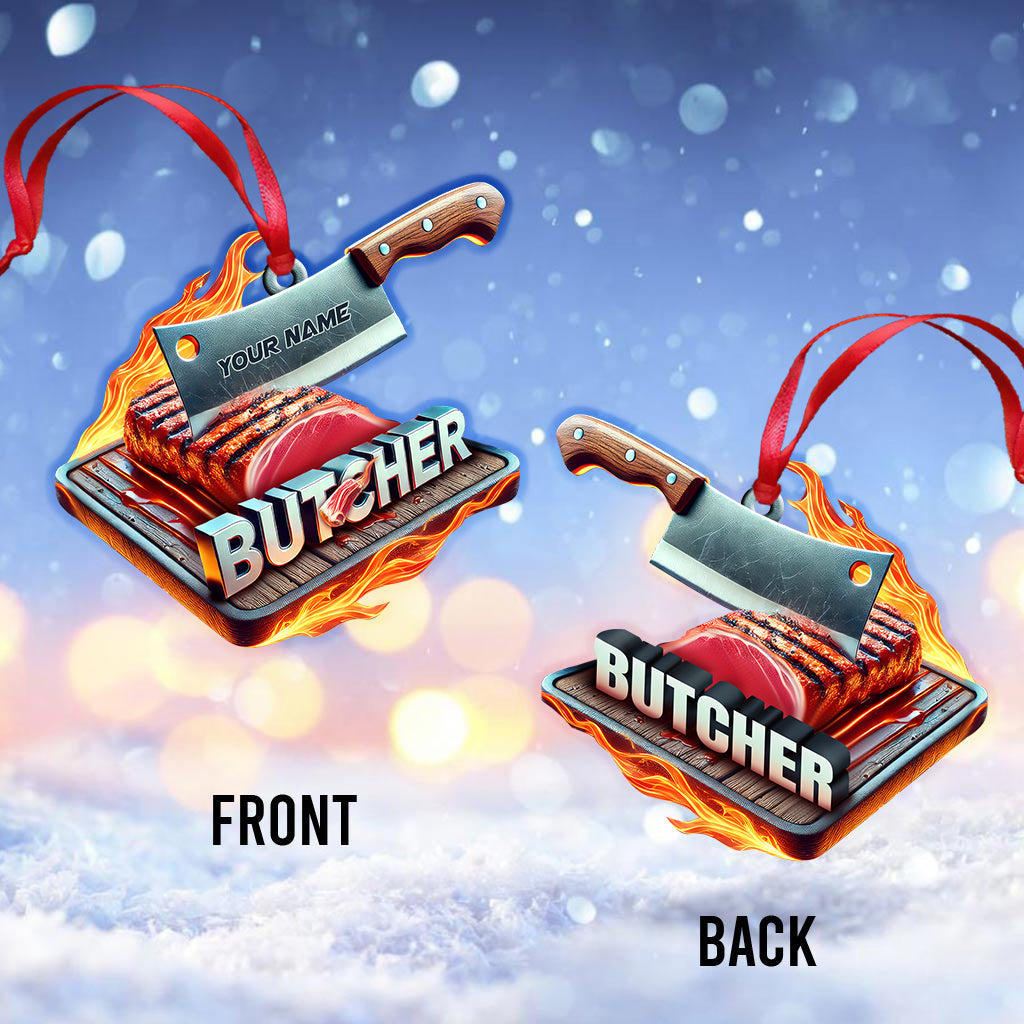 Blisscorners Custom Name Butcher Ornament, Christmas Gifts2D Flat LM2211