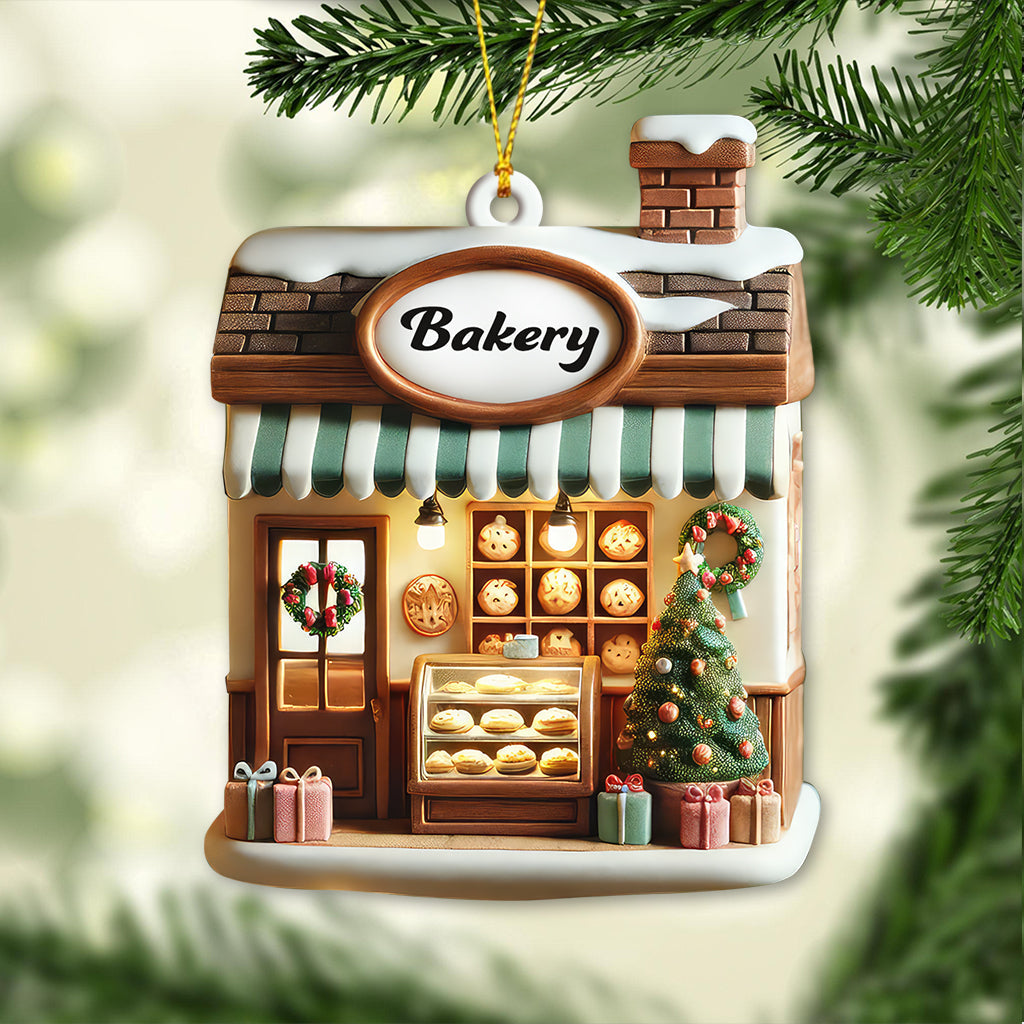 Blisscorners Custom Name Bakery Store Ornament, Bakery Store Christmas Decoration 32D Flat LM2211