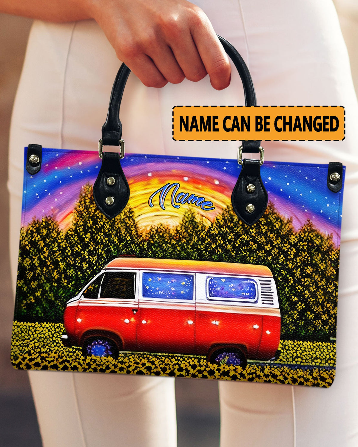 BLISSCORNERS COLORFUL CAMPING LEATHER HANDBAG