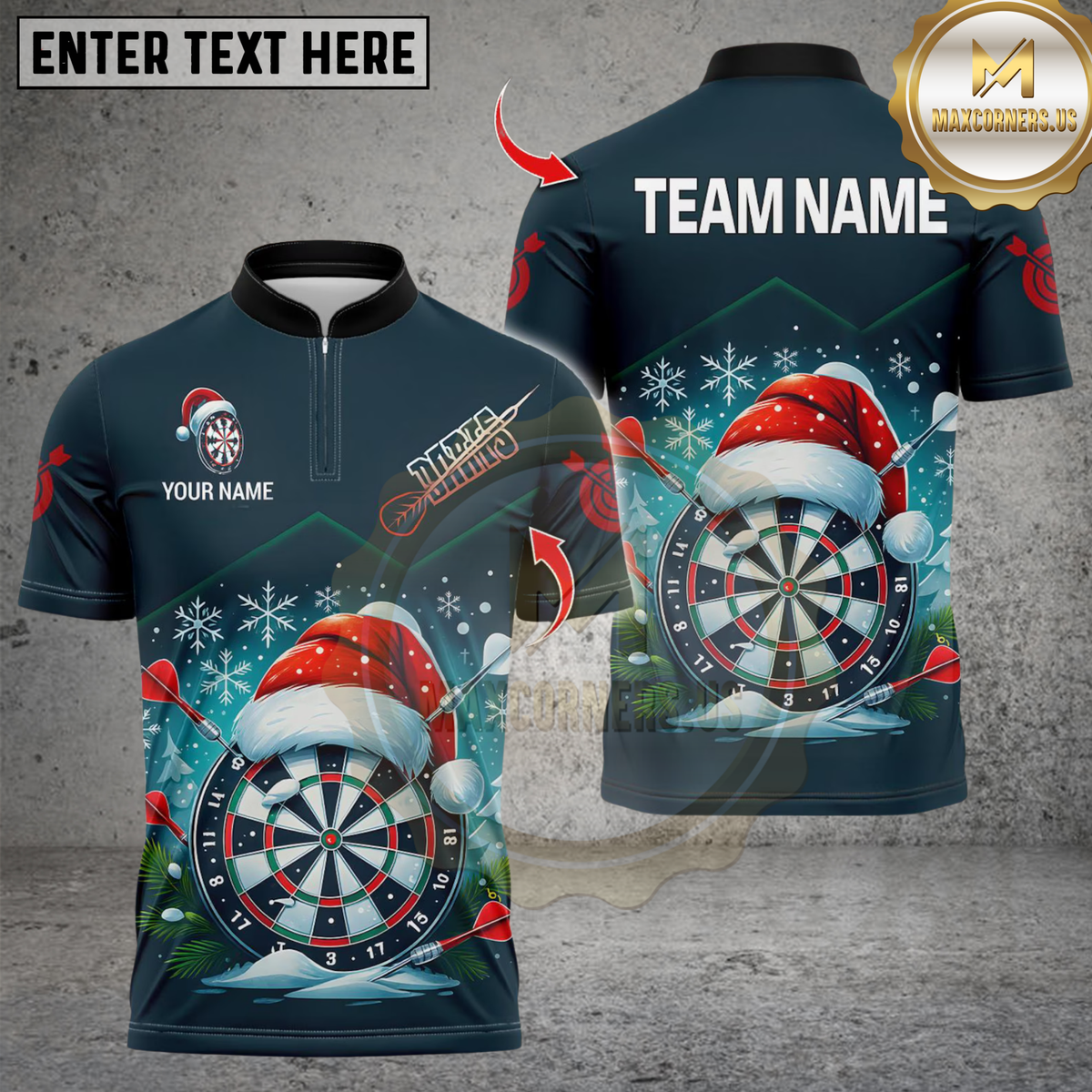 Blisscorners Darts Funny Dartboard Santa Design Personalized Name 3D Unisex Shirt
