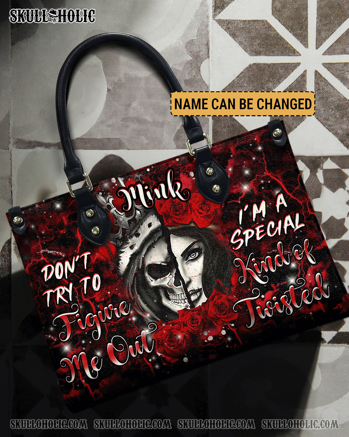 BLISSCORNERS DON'T TRY TO FIGURE ME OUT LEATHER HANDBAG