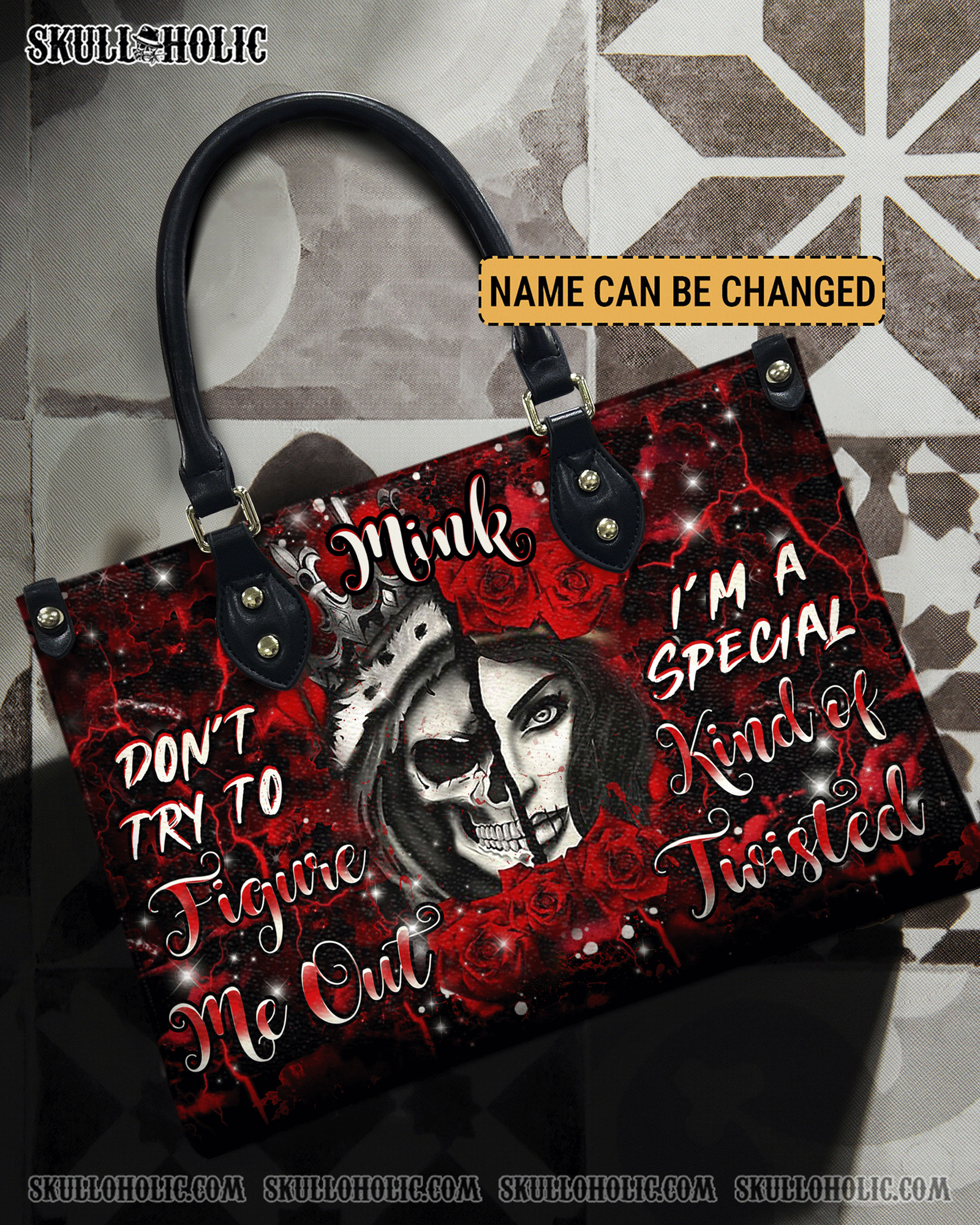 BLISSCORNERS DON'T TRY TO FIGURE ME OUT LEATHER HANDBAG