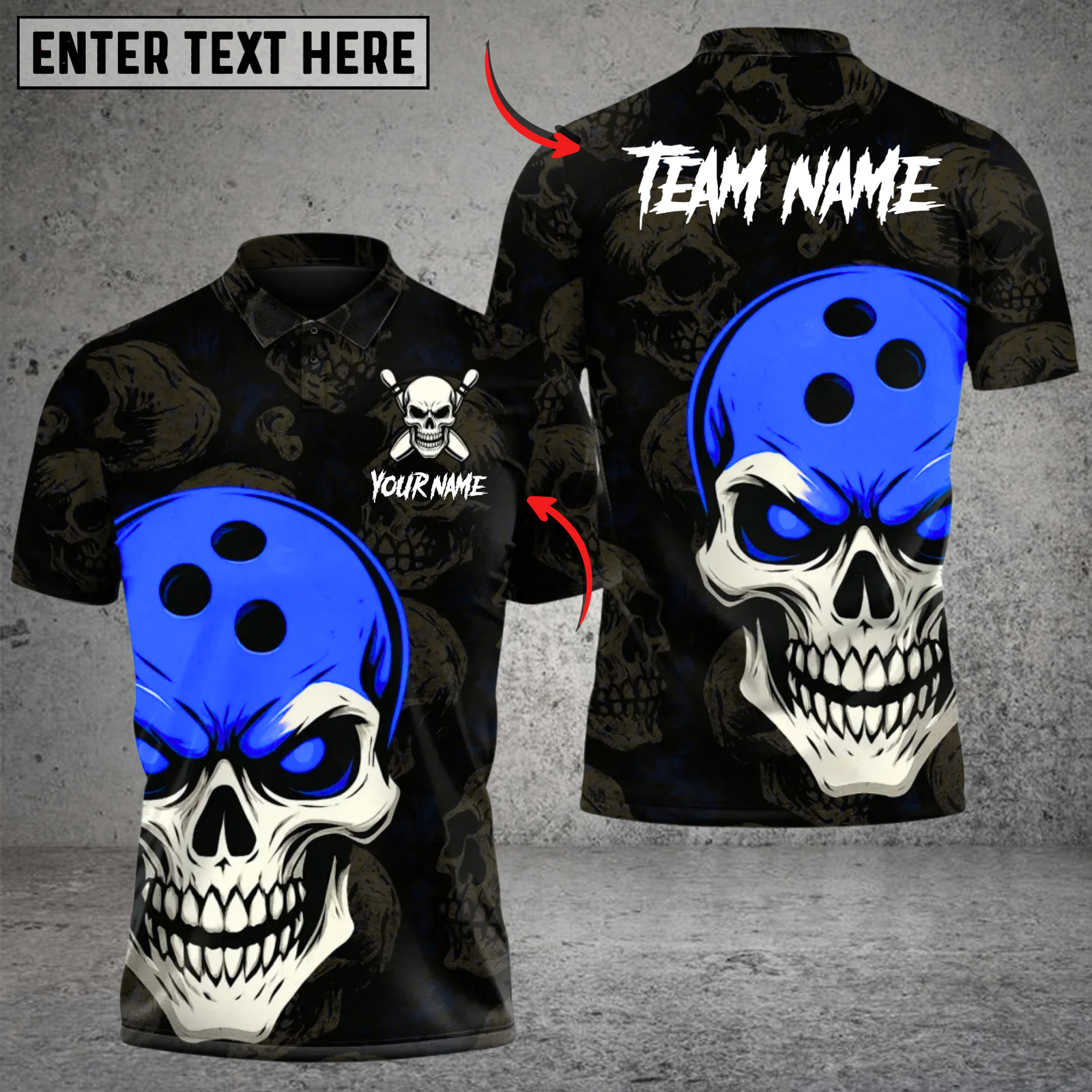 Blisscorners Bowling Skull Ball Multicolor Customized Name, Team Name 3D Shirts