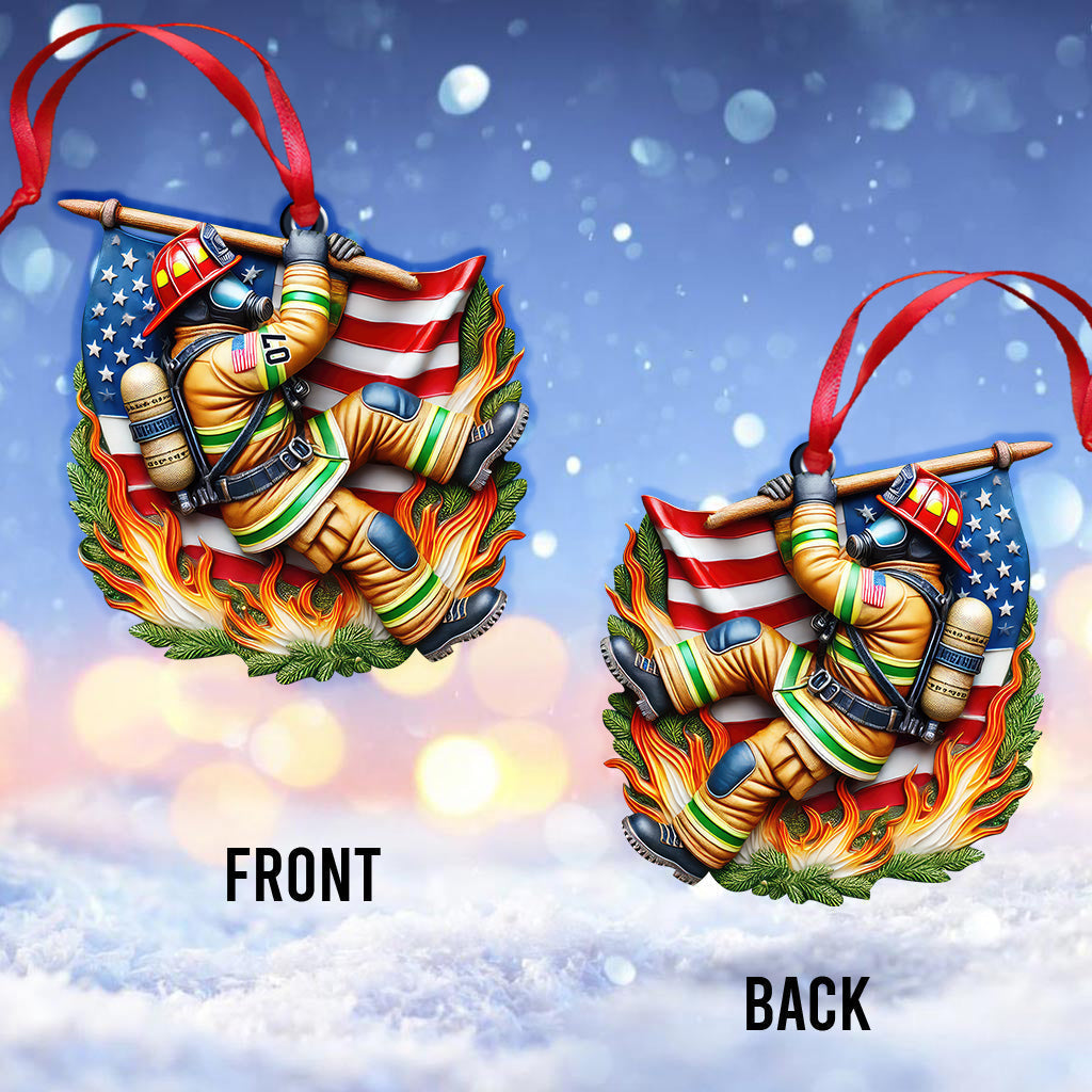 Blisscorners Custom Name Firefighter Ornament, Firefighter Memorial Christmas Gift2D Flat LM2211