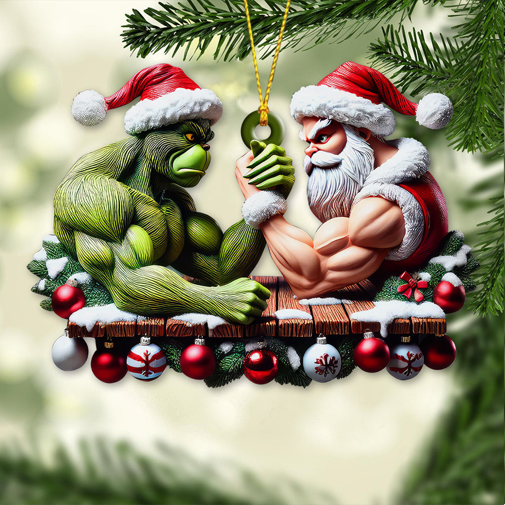 Blisscorners Custom Name Santa and Stink Ornament, Santa and Stink Christmas Gift2D Flat LM2111