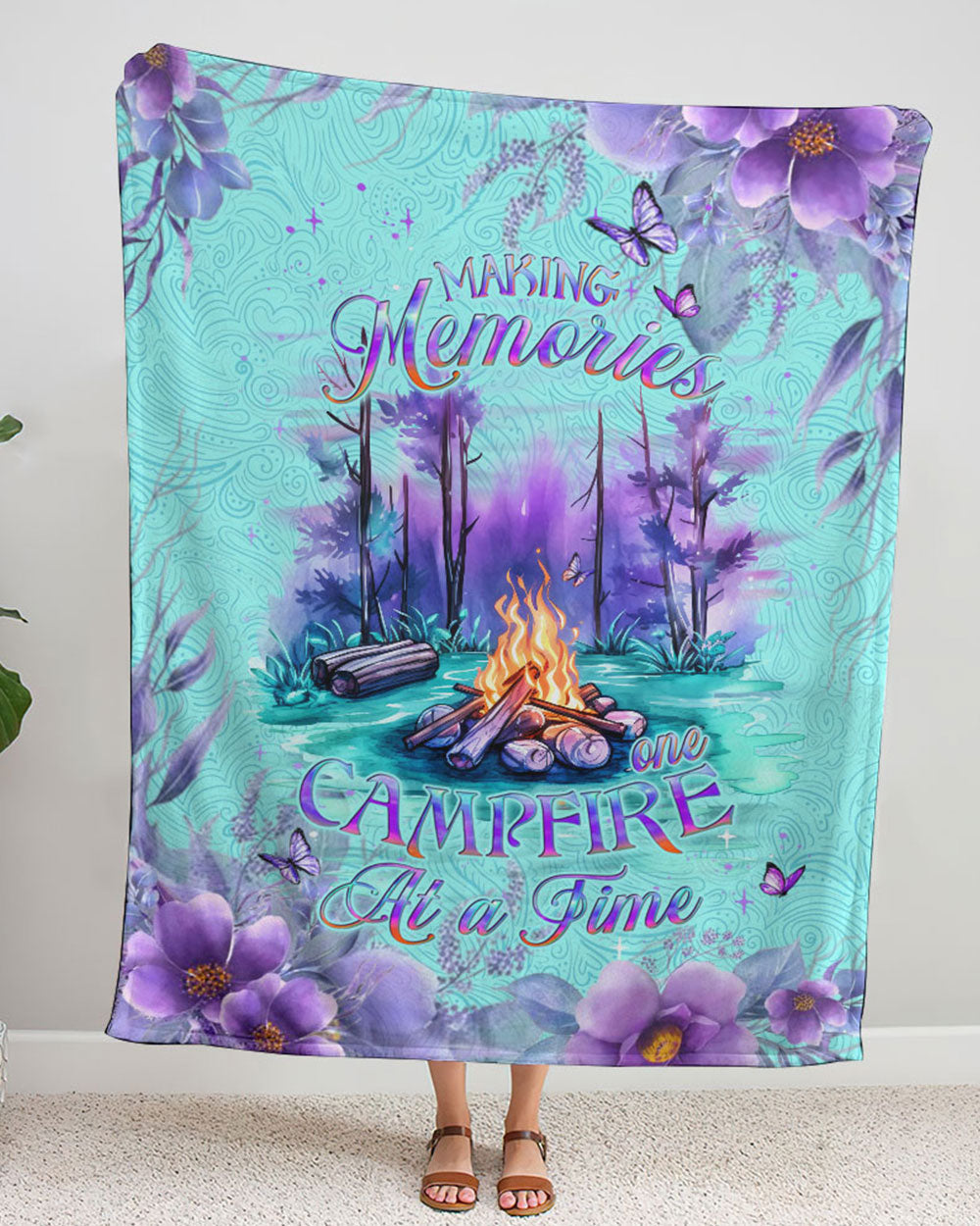 BLISSCORNERS MAKING MEMORIES ONE CAMPFIRE AT A TIME WOVEN AND FLEECE BLANKET