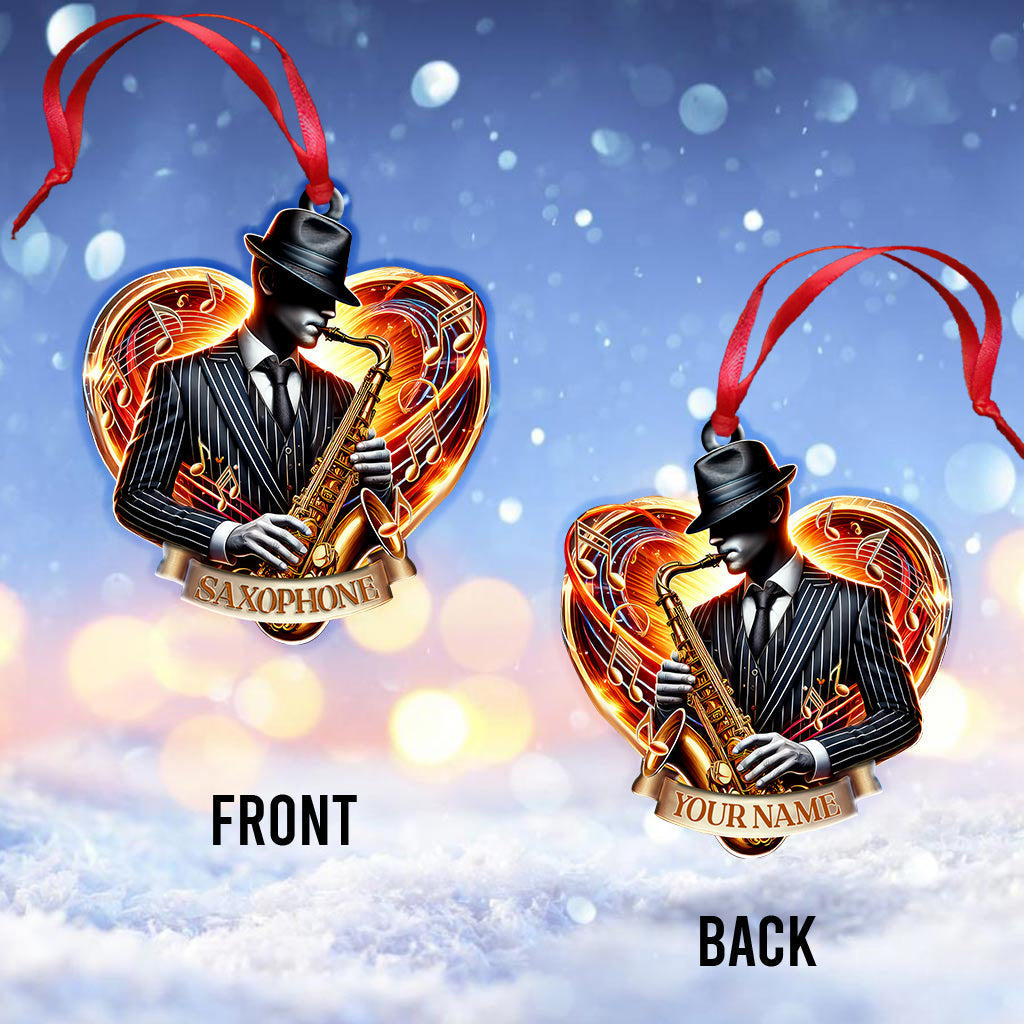 Blisscorners Custom Name Saxophone Ornament, Christmas Gift for Saxophone Lover2D Flat LM2211