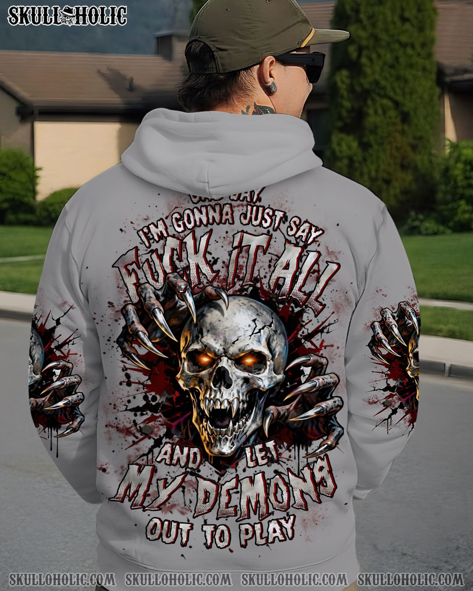 BLISSCORNERS ONE DAY I'M GONNA JUST SAY DEMON SKULL ALL OVER PRINT