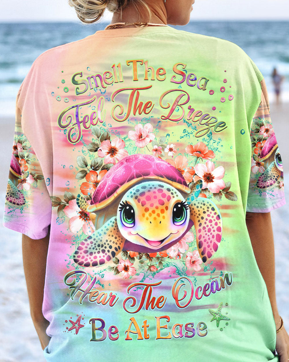 BLISSCORNERS SMELL THE SEA FEEL THE BREEZE TURTLE ALL OVER PRINT