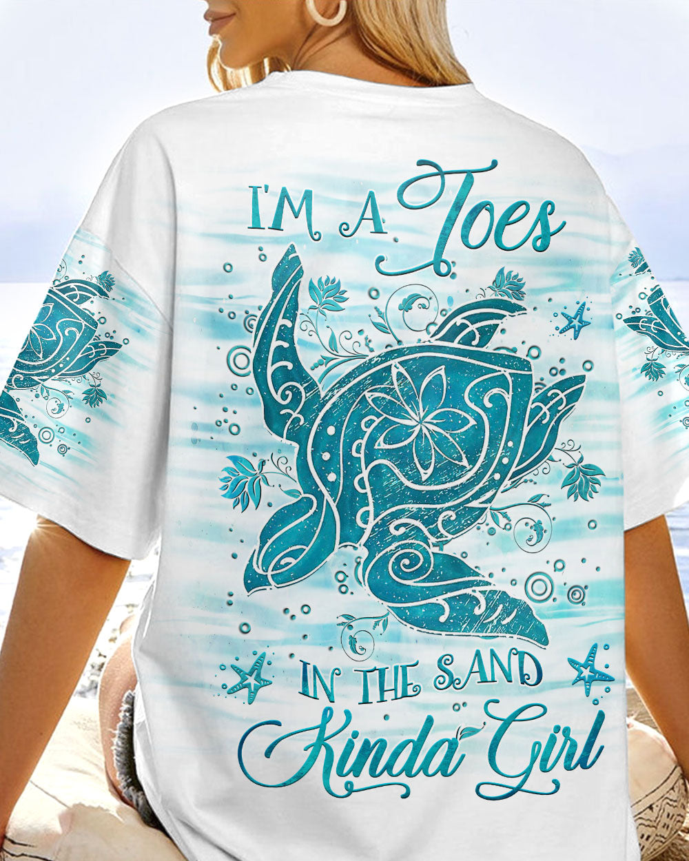 BLISSCORNERS I'M A TOES IN THE SAND KINDA GIRL TURTLE ALL OVER PRINT